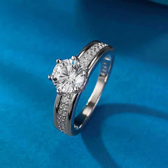 Round Cut Simulated Moissanite Sterling Silver Wedding Ring Set for Women