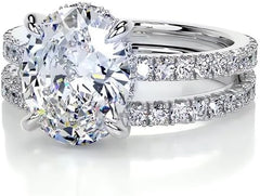 2 PC Oval Brilliant Cut CVD Diamond 18K Gold Bridal Wedding & Engagement Ring Set for Wom