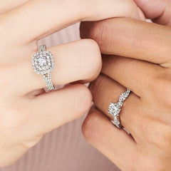 2PC Round Brilliant Cut Moissanite Bridal Wedding & Engagement Ring Set for Women