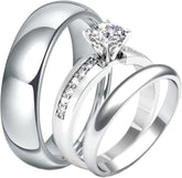 3PC Round Cut CVD Diamond 14K Gold Trio Bridal Wedding & Engagement Promise