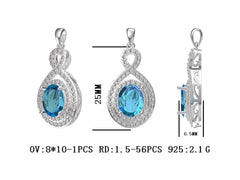 Sterling Silver Semi Mount Pendant Setting Oval OV 10X8mm Double Halo DHJ
