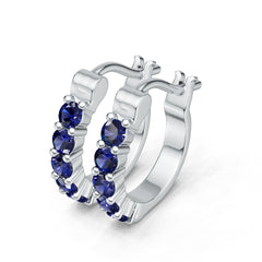 Sterling Silver Royal Blue Sapphire Earrings Round RD 3x3mm