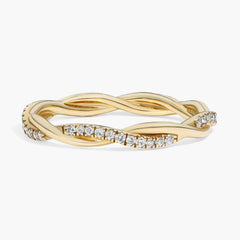 Petite Twist Full Eternity Moissanite Sterling Silver Wedding Band Ring for Women