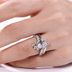 Marquise Cut Moissanite Sterling Silver Bypass Wedding Ring Set Solitaire Engagement Rings for Women