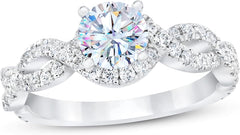 2PC Round Brilliant Cut CVD Diamond Bridal Wedding & Engagement Ring Set for Women