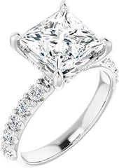 2PC Princess Cut Moissanite 925 Sterling Silver Bridal Engagement & Wedding Ring Set for Women