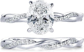 2 PC Oval Cut Moissanite Infinity Twisted Bridal Wedding & Engagement Ring Set for Women