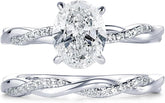 2 PC Oval Cut CVD Diamond Infinity Twisted Bridal Wedding Engagement Ring Set for Women