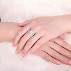 2 PC Princess Cut Halo CVD Diamond 10K Gold Bridal Wedding Engagement Ring Set for Women