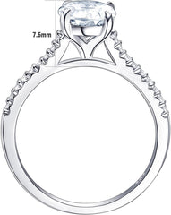 2 PC Oval Cut Solitaire Moissanite Sterling Silver Bridal Wedding & Engagement Ring Set for Women