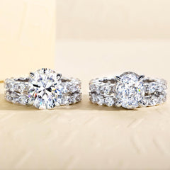 2 PC Oval Cut Moissanite Sterling Silver Bridal Sets
