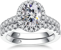 2 PC Oval Brilliant Cut CVD Diamond 14K Gold Bridal Wedding & Engagement Ring Se
