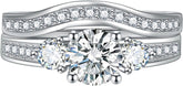 Vintage Three-Stone Moissanite Bridal Ring Set Engagement & Wedding Bands for Women