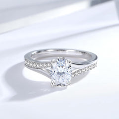 Oval Cut Moissanite Sterling Silver Engagement & Wedding Ring Jewelry Gift for Women