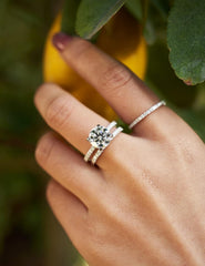 2 PC Round Cut Moissanite Solitaire Sterling Silver Bridal Wedding & Engagement Ring Set for Women