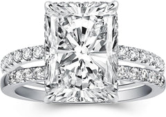 2 PC Radiant Cut Crushed Ice 14K Gold CVD Diamond Bridal Sets