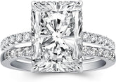 2 PC Radiant Cut Crushed Ice 10K Gold CVD Diamond Bridal Sets