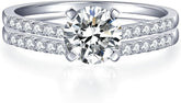 2 PC Round Cut Moissanite Solitaire Sterling Silver Bridal Wedding & Engagement Ring Set for Women