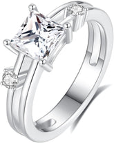 Princess Cut Moissanite 925 Sterling Silver Engagement & Wedding Ring for Women