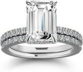 2 PC Emerald Cut CVD Diamond 14K Gold Bridal Wedding & Engagement Ring Set for W