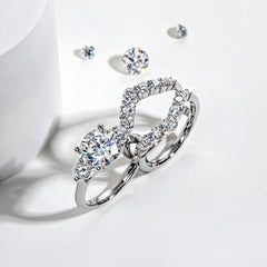 2 PC Round Moissanite Wedding Ring Set Sterling Silver Engagement Rings Bridal Set for Women