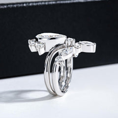 2PC Pear Cut CVD Diamond 925 Sterling Silver Bridal Engagement & Wedding Ring Set for Women