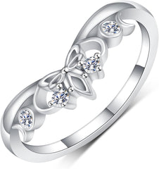 2 PC Round Shape CVD Diamond Leaf Design 14K Gold Bridal Wedding & Engagement Ri