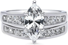 Marquise Cut Moissanite 925 Sterling Silver Engagement & Wedding Ring for Women