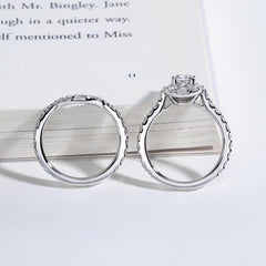 2 PC Oval Cut Moissanite Sterling Silver Bridal Wedding & Engagement Ring Set for Women