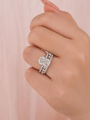 3 PC Radiant Cut CVD Diamond 18K Gold Bridal Wedding & Engagement Ring Set for W