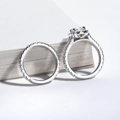 2 PC Round Brilliant Cut Split Shank Moissanite Bridal Wedding & Engagement Ring Set for Women