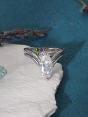 2PC Marquise Cut Moissanite 925 Sterling Silver Stackable Bridal Engagement & Wedding Ring Set for Women