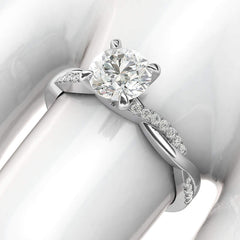 Round Cut Moissanite 4-Prong Petite Twisted Vine Engagement & Promise Bridal Ring