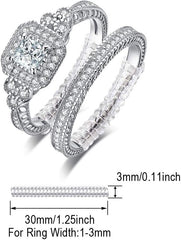 2 PC Princess Cut Halo Moissanite Sterling Silver Bridal Wedding & Engagement Ring Set for Women