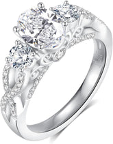 Oval Brilliant Cut Moissanite 925 Sterling Silver Retro Engagement Ring for Women