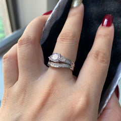 Vintage Three-Stone Moissanite Bridal Ring Set Engagement & Wedding Bands for Women