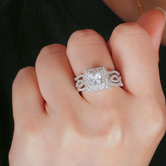 Princess Cut CVD Diamond 3-Piece Sterling Silver Bridal Wedding & Engagement Ring Set for Women