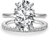 2 PC Oval Cut Moissanite Sterling Silver Bridal Wedding & Engagement Ring Set for Women