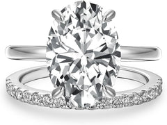 2 PC Oval Cut CVD Diamond 10K Gold Bridal Wedding & Engagement Ring Set for Women