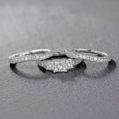 3PCS Princess Cut 18K Gold Wedding Ring Set for Women CVD Diamond Bridal Ring Set