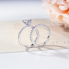 2PC Pear Cut Moissanite Sterling Silver Engagement Ring Set with Wedding Band for Women