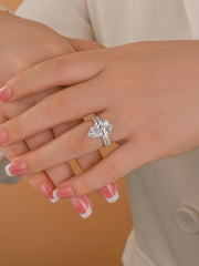 2PC Pear Cut CVD Diamond Sterling Silver Bridal Wedding & Engagement Ring Set with Open Band for Women
