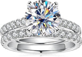 Round Cut Moissanite 925 Sterling Silver Bridal Engagement & Wedding Ring Set for Women