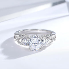 Oval Brilliant Cut Moissanite 925 Sterling Silver Retro Engagement Ring for Women