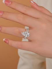 2PC Pear Cut Moissanite Sterling Silver Bridal Wedding & Engagement Ring Set with Open Band for Women