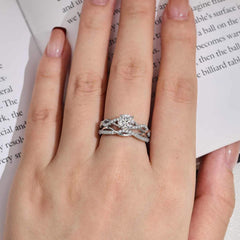 2 PC Round Cut Moissanite Infinity Sterling Silver Bridal Wedding & Engagement Ring Set for Women