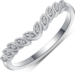 Vintage Leaf Design Moissanite 925 Sterling Silver Bridal Engagement & Wedding Ring Set for Women