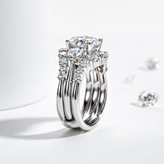 2 PC Round CVD Diamond Wedding Ring Set 10K Gold Engagement Rings Bridal Set for Women