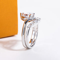 Pear Cut Moissanite Wedding Ring Sterling Silver Engagement Promise Anniversary Rings Bridal Sets for Women