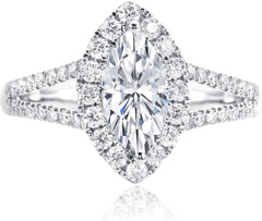 Marquise Cut CVD Diamond Engagement Ring For Women 18K Gold Modern Ring For